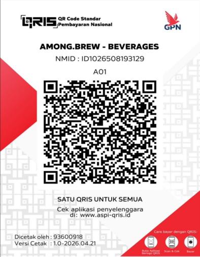 QRIS Resmi TNC - AMONG.BREW BEVERAGES NMID ID1026508193129